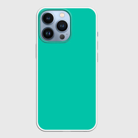 Чехол для iPhone 13 Pro с принтом Бискайский зеленый без рисунка ,  |  | Тематика изображения на принте: 2020 года | biscay | biscay green | panton vesna | pantone | бирюзовый | бискайский залив | бискайский зеленый | весна лето | зеленый | модные цвета | цвет 2020 года