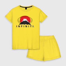 Женская пижама с шортиками хлопок с принтом Infiniti , 100% хлопок | футболка прямого кроя, шорты свободные с широкой мягкой резинкой | infiniti | авто | горафудзияма | инфинити | лого