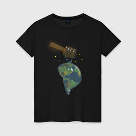 Женская футболка хлопок с принтом Сотворение мира , 100% хлопок | прямой крой, круглый вырез горловины, длина до линии бедер, слегка спущенное плечо | space | земля | космос | мёд | планета | путешествия