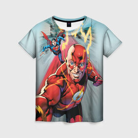 Женская футболка 3D с принтом The Fastest Man Alive , 100% полиэфир ( синтетическое хлопкоподобное полотно) | прямой крой, круглый вырез горловины, длина до линии бедер | barry allen | justice league | superman | the flash | vdzabma | барри аллен | лига справедливости | супермен | флэш