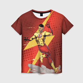 Женская футболка 3D с принтом Kid Flash , 100% полиэфир ( синтетическое хлопкоподобное полотно) | прямой крой, круглый вырез горловины, длина до линии бедер | kid flash | the flash | vdzabma | wally west | кид флэш | уолли уэст | флэш