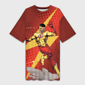 Платье-футболка 3D с принтом Kid Flash ,  |  | kid flash | the flash | vdzabma | wally west | кид флэш | уолли уэст | флэш