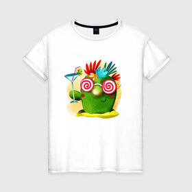 Женская футболка хлопок с принтом Кактус , 100% хлопок | прямой крой, круглый вырез горловины, длина до линии бедер, слегка спущенное плечо | иголки | лолипоп | праздник | растения | семья | сумашедшая | цветы