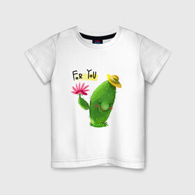 Детская футболка хлопок с принтом Кактус , 100% хлопок | круглый вырез горловины, полуприлегающий силуэт, длина до линии бедер | иголки | праздник | растения | семья | цветы | цвяточек