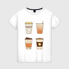 Женская футболка хлопок с принтом Кофеин its my life , 100% хлопок | прямой крой, круглый вырез горловины, длина до линии бедер, слегка спущенное плечо | американо | капучино | кофе | латте | напиток | эспрессо