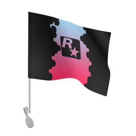 Флаг для автомобиля с принтом ROCK STAR GAMES , 100% полиэстер | Размер: 30*21 см | game | gamer | rdr2 | red dead redemption 2 | rockstar studios | игры
