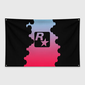 Флаг-баннер с принтом ROCK STAR GAMES , 100% полиэстер | размер 67 х 109 см, плотность ткани — 95 г/м2; по краям флага есть четыре люверса для крепления | game | gamer | rdr2 | red dead redemption 2 | rockstar studios | игры