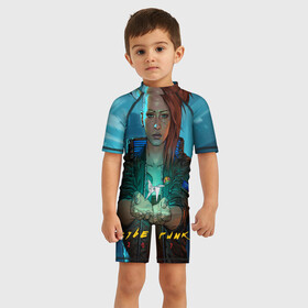 Детский купальный костюм 3D с принтом cuberpunk 2077 melisa , Полиэстер 85%, Спандекс 15% | застежка на молнии на спине | Тематика изображения на принте: cuberpunk 2077 | ви | джонни сильверхенд | киану ривз | мелиса | рок н рол | самурай