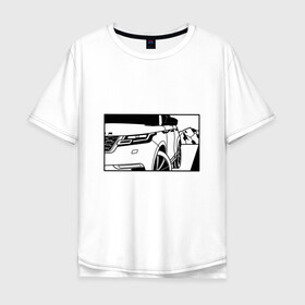 Мужская футболка хлопок Oversize с принтом Range Rover Evoque Черно-белый , 100% хлопок | свободный крой, круглый ворот, “спинка” длиннее передней части | Тематика изображения на принте: range rover evoque | горы | дорога | иллюстрация | колеса | машина | фары | черно белый