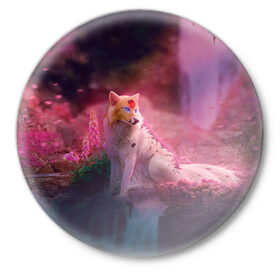 Значок с принтом Лисичка ,  металл | круглая форма, металлическая застежка в виде булавки | fox | foxy | животное | звери | лиса | лисенок | лисичка | милая | рыжая | фокс