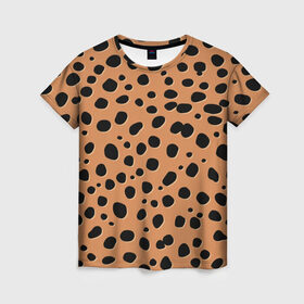 Женская футболка 3D с принтом Леопард , 100% полиэфир ( синтетическое хлопкоподобное полотно) | прямой крой, круглый вырез горловины, длина до линии бедер | киса | кисуля | кот | котёнок | коты | кошечка | кошка | кошки | леопард | текстура | тигр | тигрица