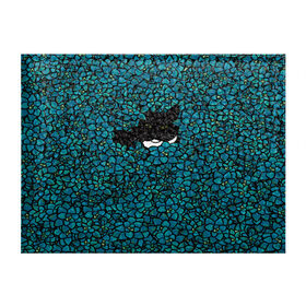 Обложка для студенческого билета с принтом Чёрная киса , натуральная кожа | Размер: 11*8 см; Печать на всей внешней стороне | Тематика изображения на принте: домашние животные | звери | киса | кисуля | кот | коты | кошка | кошки | синяя | цветочки | цветы | черный кот