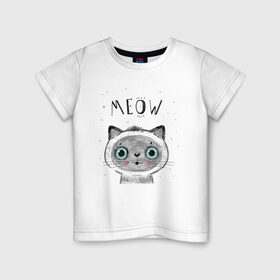Детская футболка хлопок с принтом Котик , 100% хлопок | круглый вырез горловины, полуприлегающий силуэт, длина до линии бедер | кот | кошка | мяу | полосатый | хвостатый