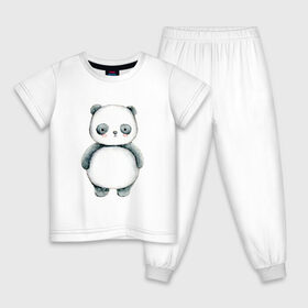Детская пижама хлопок с принтом Панда , 100% хлопок |  брюки и футболка прямого кроя, без карманов, на брюках мягкая резинка на поясе и по низу штанин
 | Тематика изображения на принте: косолапый | медведь | медвежонок | черно белый