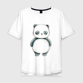 Мужская футболка хлопок Oversize с принтом Панда , 100% хлопок | свободный крой, круглый ворот, “спинка” длиннее передней части | косолапый | медведь | медвежонок | черно белый