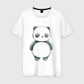 Мужская футболка хлопок с принтом Панда , 100% хлопок | прямой крой, круглый вырез горловины, длина до линии бедер, слегка спущенное плечо. | косолапый | медведь | медвежонок | черно белый