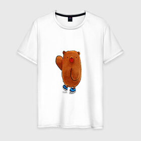 Мужская футболка хлопок с принтом Мишка , 100% хлопок | прямой крой, круглый вырез горловины, длина до линии бедер, слегка спущенное плечо. | дикий зверь | животное | зимняя спячка | медведь | мишка