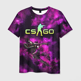 Мужская футболка 3D с принтом CS GO Purple madness , 100% полиэфир | прямой крой, круглый вырез горловины, длина до линии бедер | counter strike | cs go | дым | контра | кс го | фиолетовый