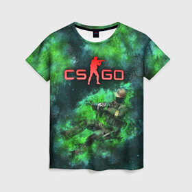 Женская футболка 3D с принтом CS GO Green rage , 100% полиэфир ( синтетическое хлопкоподобное полотно) | прямой крой, круглый вырез горловины, длина до линии бедер | counter strike | cs go | дым | зелёный | контра | кс го
