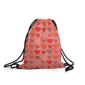 Рюкзак-мешок 3D с принтом Сердечки , 100% полиэстер | плотность ткани — 200 г/м2, размер — 35 х 45 см; лямки — толстые шнурки, застежка на шнуровке, без карманов и подкладки | 14 февраля | 8 марта | love | девочки | день святого валентина | женская | любовь | подружке | сердечки