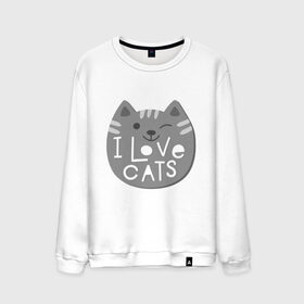 Мужской свитшот хлопок с принтом I love cats , 100% хлопок |  | animal | cat | i love cats | животное | зверь | кот | кошка | надписи | я люблю кошек