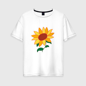 Женская футболка хлопок Oversize с принтом Подсолнух , 100% хлопок | свободный крой, круглый ворот, спущенный рукав, длина до линии бедер
 | ai ooto | sun flower | sunflower | wonder egg priority | ай ото | подсолнух | приоритет чудо яйца