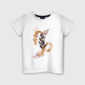 Детская футболка хлопок с принтом Козерог , 100% хлопок | круглый вырез горловины, полуприлегающий силуэт, длина до линии бедер | Тематика изображения на принте: астрология | знаки зодиака | зодиак | золото | созвездие | цикл