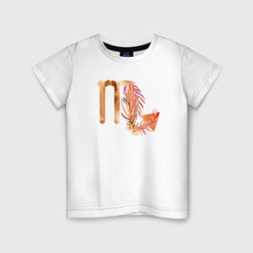 Детская футболка хлопок с принтом Скорпион , 100% хлопок | круглый вырез горловины, полуприлегающий силуэт, длина до линии бедер | астрология | знаки зодиака | зодиак | золото | созвездие | цикл