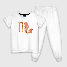 Детская пижама хлопок с принтом Скорпион , 100% хлопок |  брюки и футболка прямого кроя, без карманов, на брюках мягкая резинка на поясе и по низу штанин
 | астрология | знаки зодиака | зодиак | золото | созвездие | цикл
