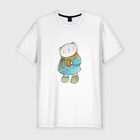 Мужская футболка хлопок Slim с принтом Медвежонок , 92% хлопок, 8% лайкра | приталенный силуэт, круглый вырез ворота, длина до линии бедра, короткий рукав | берлога | зимняя спячка | мед | медведь | медвежонок | мишка