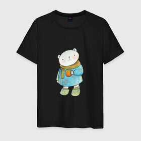 Мужская футболка хлопок с принтом Медвежонок , 100% хлопок | прямой крой, круглый вырез горловины, длина до линии бедер, слегка спущенное плечо. | берлога | зимняя спячка | мед | медведь | медвежонок | мишка