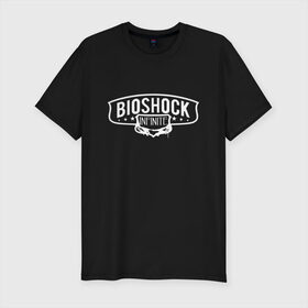 Мужская футболка хлопок Slim с принтом Bioshock Infinite Logo , 92% хлопок, 8% лайкра | приталенный силуэт, круглый вырез ворота, длина до линии бедра, короткий рукав | big daddy | bioshock infinite | little sister | биошок | большой папочка | винтаж | ретро | сестра