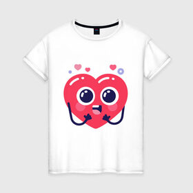 Женская футболка хлопок с принтом Сердце , 100% хлопок | прямой крой, круглый вырез горловины, длина до линии бедер, слегка спущенное плечо | heart | holidays | valentines day | день святого валентина | праздники | сердце