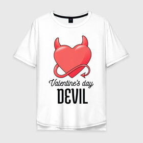 Мужская футболка хлопок Oversize с принтом Valentines Day Devil , 100% хлопок | свободный крой, круглый ворот, “спинка” длиннее передней части | art | devil | heart | holiday | valentines day | арт | день влюбленных | день святого валентина | дьявол | праздник | сердце