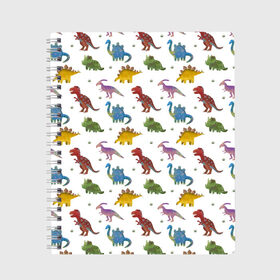 Тетрадь с принтом Динозавры , 100% бумага | 48 листов, плотность листов — 60 г/м2, плотность картонной обложки — 250 г/м2. Листы скреплены сбоку удобной пружинной спиралью. Уголки страниц и обложки скругленные. Цвет линий — светло-серый
 | детям | динозавры | звери | паттерн