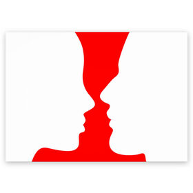Поздравительная открытка с принтом Перед поцелуем , 100% бумага | плотность бумаги 280 г/м2, матовая, на обратной стороне линовка и место для марки
 | 14 февраля | kiss | love | влюбленные лица | любовь | поцелуй