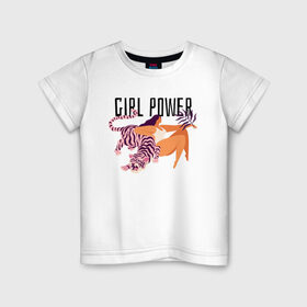 Детская футболка хлопок с принтом girl power , 100% хлопок | круглый вырез горловины, полуприлегающий силуэт, длина до линии бедер | 8 марта | весна | девушке | женский | мама | подарок | тренд | феминизм
