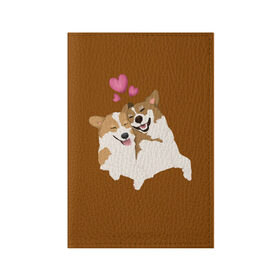 Обложка для паспорта матовая кожа с принтом Корги , натуральная матовая кожа | размер 19,3 х 13,7 см; прозрачные пластиковые крепления | Тематика изображения на принте: для него | для нее | любовь | мило | постель | приколы | сердечки. | собаки | счастье