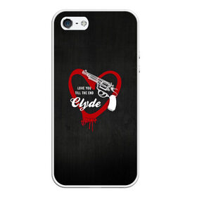 Чехол для iPhone 5/5S матовый с принтом Clyde , Силикон | Область печати: задняя сторона чехла, без боковых панелей | barrow | bonnie | clyde | love you till the end | parker | бони | бони и клайд | бонни | для влюбленных | клайд | кровь | любовь | парные | пистолет | револьвер | сердце