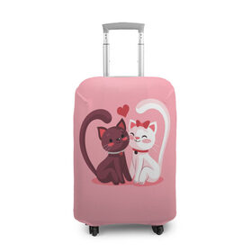 Чехол для чемодана 3D с принтом Happy Valentines Day , 86% полиэфир, 14% спандекс | двустороннее нанесение принта, прорези для ручек и колес | angel | cat | cats | cupid | day | happy | heart | love | rose | valentine | valentines | ангел | валентин | валентина | валентинка | день | кошки | купидон | любовь | святого | святой | сердце