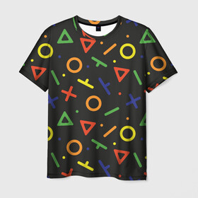 Мужская футболка 3D с принтом Геймерский узор - Аркада , 100% полиэфир | прямой крой, круглый вырез горловины, длина до линии бедер | абстрактный | аркада | детский | джойстик | игра | кнопки | паттерн | подарок | сони | тетрис | узор | управление | цветной