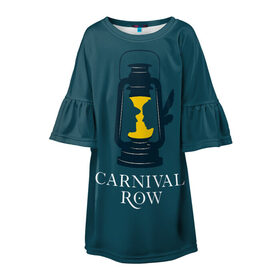 Детское платье 3D с принтом Карнивал Роу - Carnival Row , 100% полиэстер | прямой силуэт, чуть расширенный к низу. Круглая горловина, на рукавах — воланы | carnival row | волшебный | исторический | карнивал роу | крылья | лампа | лого | логотип | подарок | сериал | сказка | фея | шляпа
