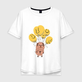 Мужская футболка хлопок Oversize с принтом Понурый пес , 100% хлопок | свободный крой, круглый ворот, “спинка” длиннее передней части | веселый | желтый | мем | мопс | пес | прикольный | собака
