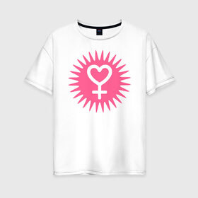 Женская футболка хлопок Oversize с принтом женский символ , 100% хлопок | свободный крой, круглый ворот, спущенный рукав, длина до линии бедер
 | 8 марта | girl power | весна | девушке | женская сила | женский | мама | подарок | тренд | феминизм | цветы