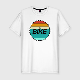 Мужская футболка хлопок Slim с принтом Байк , 92% хлопок, 8% лайкра | приталенный силуэт, круглый вырез ворота, длина до линии бедра, короткий рукав | байк | велосипед | круг | разноцветный круг | хобби велосипед