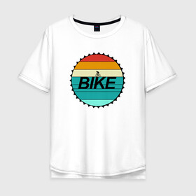 Мужская футболка хлопок Oversize с принтом Байк , 100% хлопок | свободный крой, круглый ворот, “спинка” длиннее передней части | байк | велосипед | круг | разноцветный круг | хобби велосипед