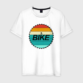 Мужская футболка хлопок с принтом Байк , 100% хлопок | прямой крой, круглый вырез горловины, длина до линии бедер, слегка спущенное плечо. | байк | велосипед | круг | разноцветный круг | хобби велосипед