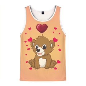 Мужская майка 3D с принтом Медвежонок , 100% полиэстер | круглая горловина, приталенный силуэт, длина до линии бедра. Пройма и горловина окантованы тонкой бейкой | Тематика изображения на принте: bear | day | heart | love | romantic | valentine | valentines | амур | валентина | влюбленные | влюбленных | всех | день | купидон | любовь | медведь | медвежонок | романтика | романтичность | святого | сердечки | сердечко