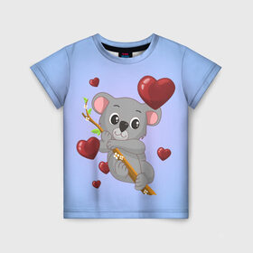Детская футболка 3D с принтом Коала , 100% гипоаллергенный полиэфир | прямой крой, круглый вырез горловины, длина до линии бедер, чуть спущенное плечо, ткань немного тянется | day | heart | koala | love | romantic | valentine | valentines | амур | валентина | влюбленные | влюбленных | всех | день | коала | купидон | любовь | романтика | романтичность | святого | сердечки | сердечко | сердце