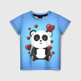 Детская футболка 3D с принтом Панда , 100% гипоаллергенный полиэфир | прямой крой, круглый вырез горловины, длина до линии бедер, чуть спущенное плечо, ткань немного тянется | day | heart | love | panda | romantic | valentine | valentines | амур | валентина | влюбленные | влюбленных | всех | день | купидон | любовь | романтика | романтичность | святого | сердечки | сердечко | сердце